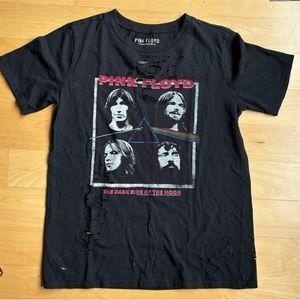 Pink Floyd Dark Side Of the Moon Punked Up Distressed Cotton Band Tee Women